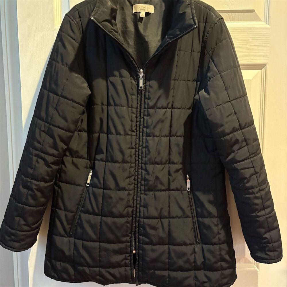 Black Quilted Puffer Jacket Talbots Womens X Winter Casual